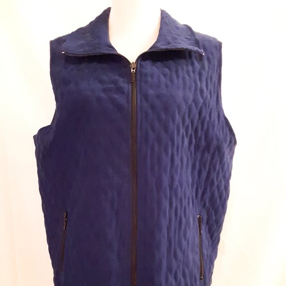 Allison Daley Quilted Pattern Lined Blue Vest - Picture 1 of 4